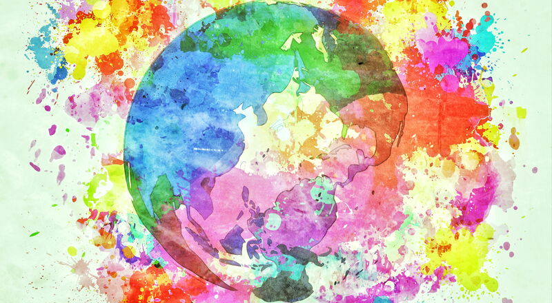 Farbwelt - Erdkugel in bunten Farben abstrakt dargestellt